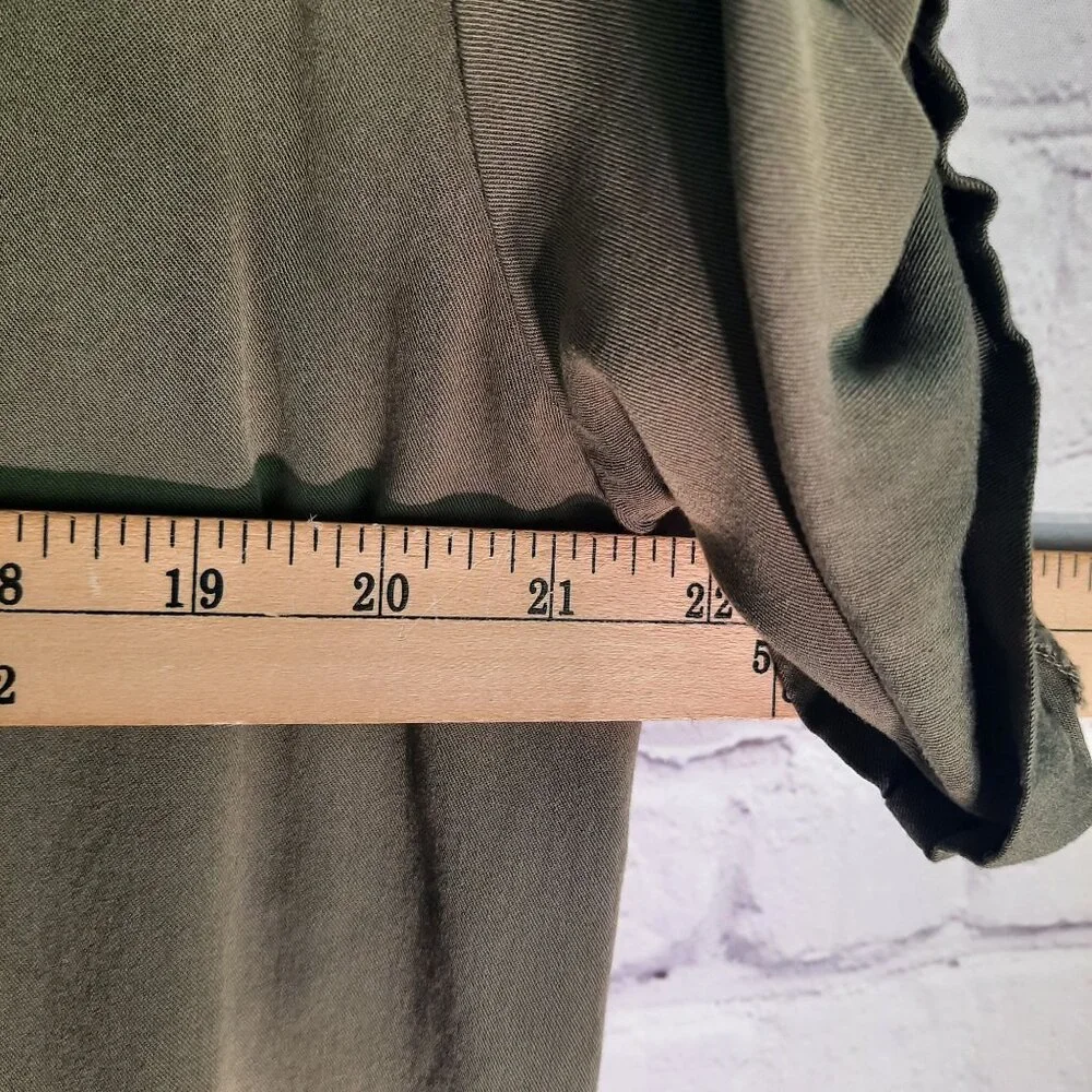 Given Kale Shirt Dress Green Collared Short Sleeve Button Front - Picture 8 of 9